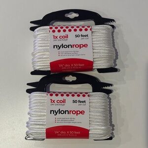 2x White Nylon Rope Coil - 50 Feet